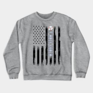 T-BALL COACH BLACK AMERICAN FLAG SILVER Crewneck Sweatshirt